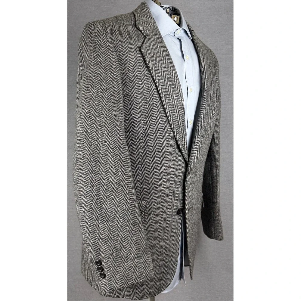 Kuppenheimer Mens Pure Wool Herringbone‎ Blazer Grey Black Union Made USA 40R